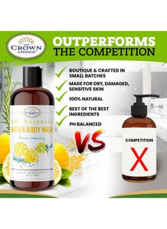 The Crown Choice All Natural Body Wash Sensitive Skin For Women Men 2Pack Ph5.5 Best Ph Balance Shower Gel Liquid For All Skin Moisturizing Sulfate Free Body Soap Gel Liquid Chemical Free Cleanser  - Image 4