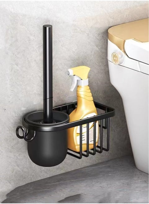 1-Set Wall-Mounted Toilet Brush And Holder Black 21.5x9.2x33.5 Cm