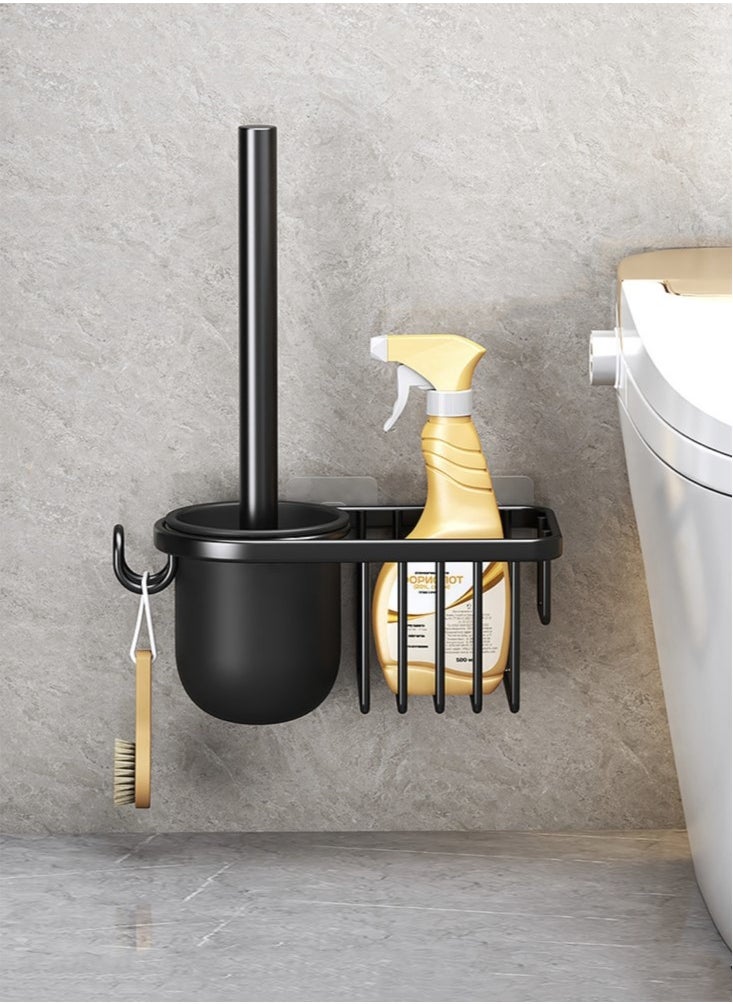 Kutis - 1-Set Wall-Mounted Toilet Brush And Holder Black 21.5x9.2x33.5 Cm - Image 1