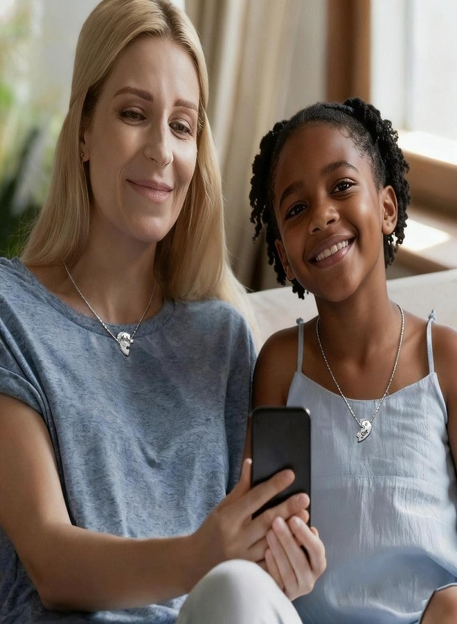 QeenseKc خرزة QeenseKc على شكل قلب منقسم، قطعتان، للأم والابن، متوافقة مع سوار باندورا للنساء - Image 5