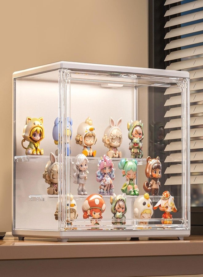 GUDEMAY Acrylic Display Case with Lights, Clear Showcase with Detachable Shelf, Stackable Storage Bins for Collectibles, Action Figure, Popmart (L-1 Pack) - Image 1