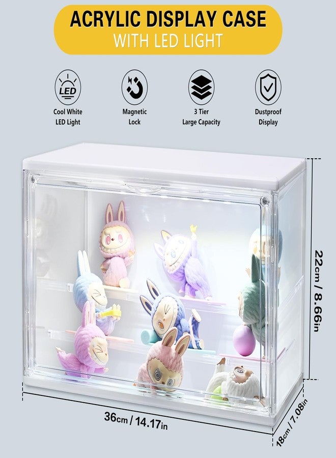 GUDEMAY Acrylic Display Case with Lights, Clear Showcase with Detachable Shelf, Stackable Storage Bins for Collectibles, Action Figure, Popmart (L-1 Pack) - Image 2