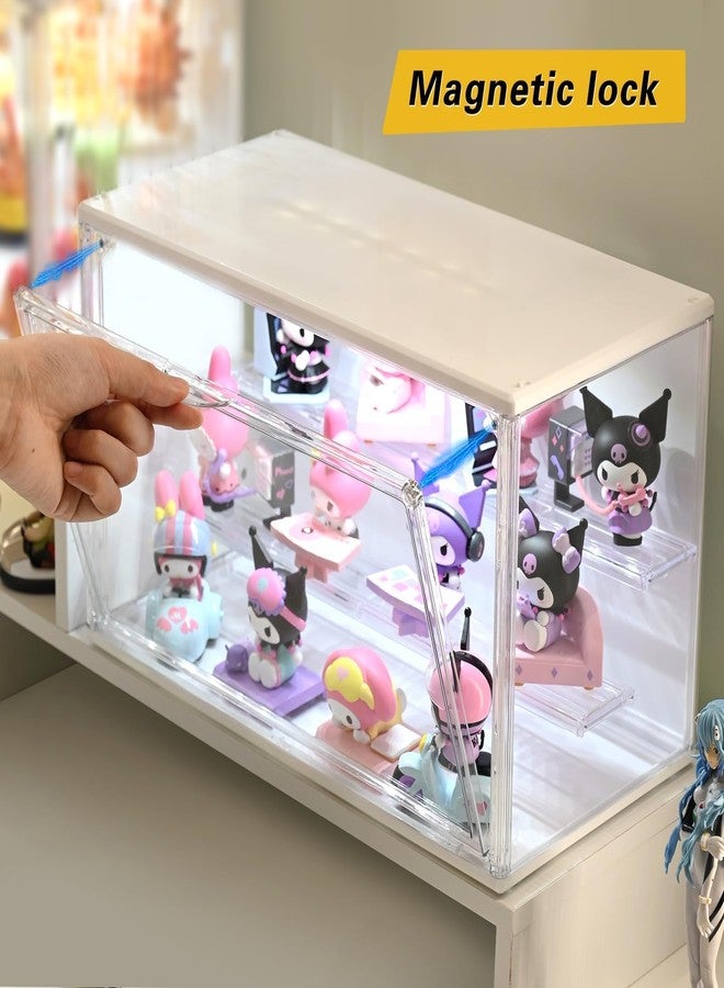 GUDEMAY Acrylic Display Case with Lights, Clear Showcase with Detachable Shelf, Stackable Storage Bins for Collectibles, Action Figure, Popmart (L-1 Pack) - Image 4