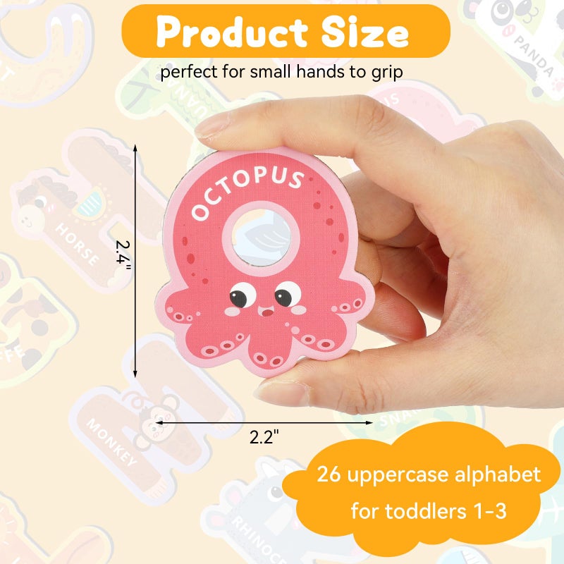MOWPOG Magnetic Letters  26 Animal Alphabet Magnets  Fun Preschool Learning Toy  Large Fridge Magnets For Spelling Games  Ideal Educational Gift For Toddlers (Uppercase Letter) - Image 2