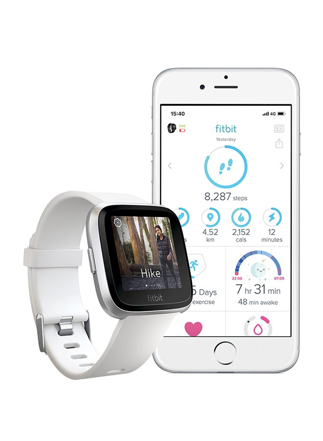 Fitbit Versa Lite Aluminum Fitness Tracker White/Silver - Image 3