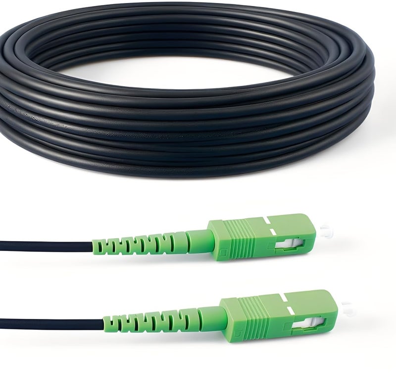 Elfcam® - 7m/22.97ft Armored Fiber Optic Cable for Outdoor and Indoor SCA to SCA Simplex Singlemode, Compatible with FTTH Cables, 7 Meters - Image 1