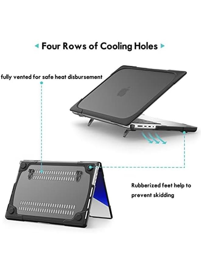 Procases For Macbook Pro 14 Inch Case 2023 2022 2021 M3 A2918 A2992 M2 A2779 M1 A2442 With Pro Max Chip Heavy Duty Hard Shell Dual Layer Protective Cover With Fold Kickstand Black - Image 5