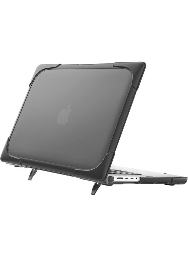 Procases For Macbook Pro 14 Inch Case 2023 2022 2021 M3 A2918 A2992 M2 A2779 M1 A2442 With Pro Max Chip Heavy Duty Hard Shell Dual Layer Protective Cover With Fold Kickstand Black - Image 1