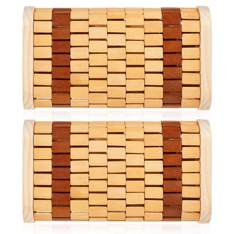 Soaoo 2 Pcs Sauna Pillow Bamboo Sauna Neck Rest Sauna Backrest Pillow Wooden Cervical Spine Pillow Sauna Accessories Headrest for Relaxing Home Gym Spa Steam Rooms Head Support 14 x 8 x 35 Inch