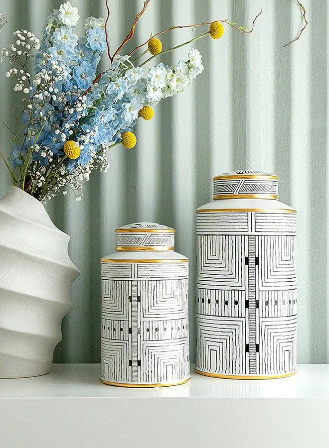 KNOT HOME Maze Bundle Decorative Jars (2pcs) Knot Home Designer Accessory for Bedroom Living Dining Room Office Area Décor