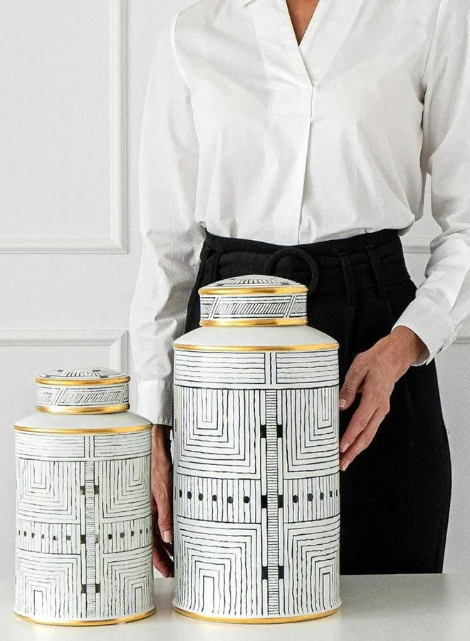 KNOT HOME Maze Bundle Decorative Jars (2pcs) Knot Home Designer Accessory for Bedroom Living Dining Room Office Area Décor