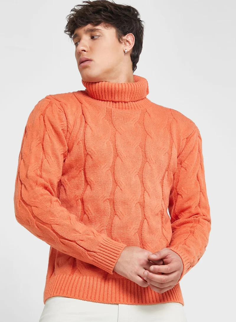 Seventy Five Cable Knit Roll Neck
