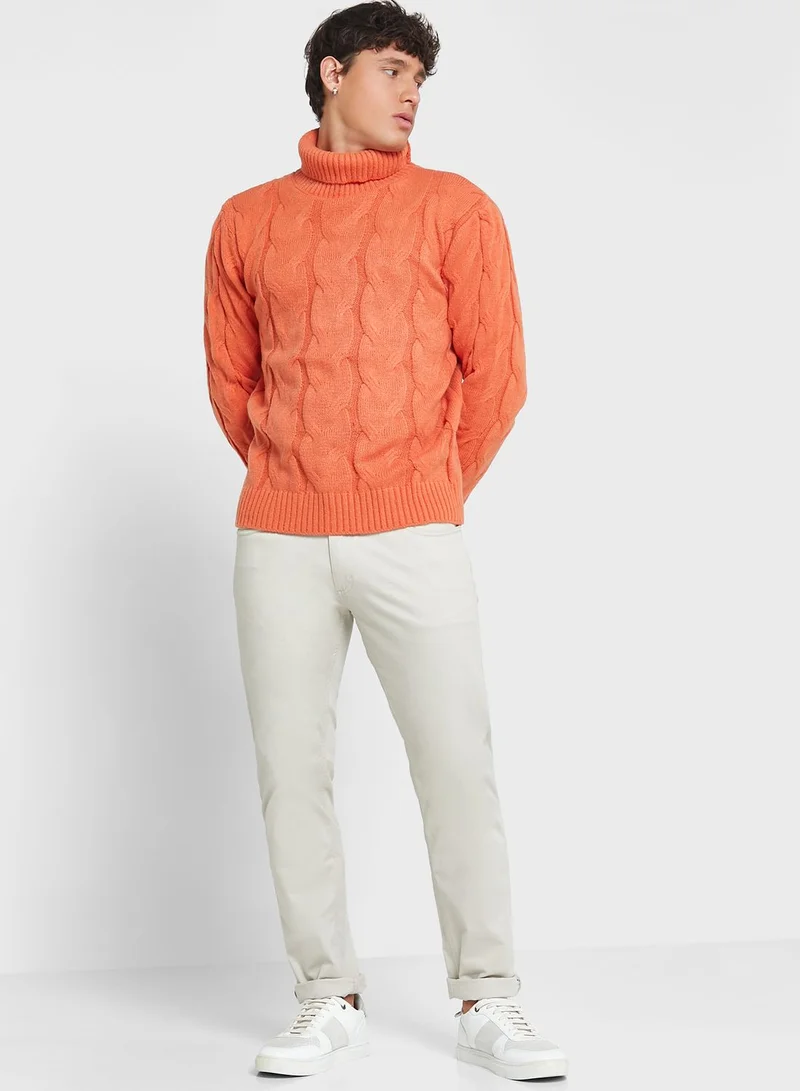 Seventy Five Cable Knit Roll Neck