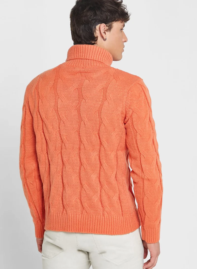 Seventy Five Cable Knit Roll Neck