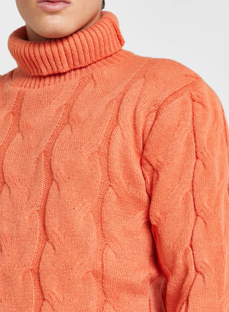Seventy Five Cable Knit Roll Neck