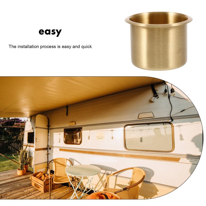 Brass Recessed Cup Holder Insert for Car Sofa Boat 6.7x5.5cm Interior Accessory - Image 4