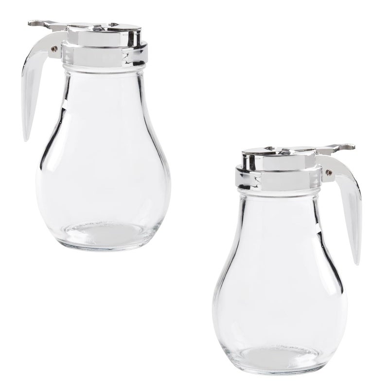 6 Oz Ounce Glass Bulb Jar Syrup Dispenser Sugar Dispenser Retracting Spout Dispensing ThumbLever Pancake House Style 2