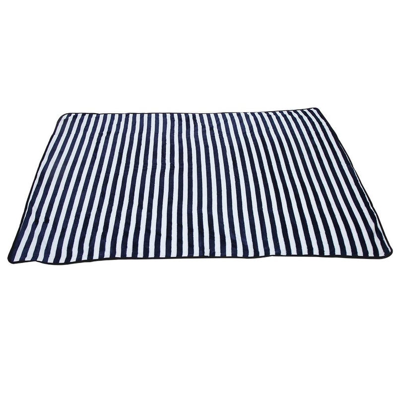 Blue Stripe Medium Double Sided Plush Pet Blanket Warm Cozy Mat Cushion For Cats And Small Dogs Easy Clean - Image 3