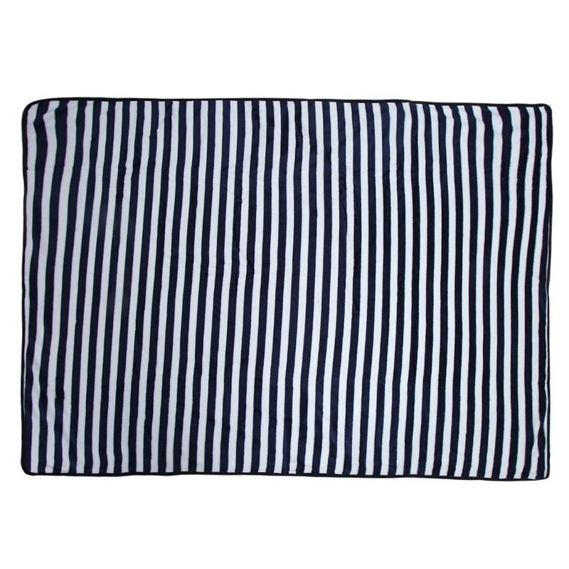 Blue Stripe Medium Double Sided Plush Pet Blanket Warm Cozy Mat Cushion For Cats And Small Dogs Easy Clean - Image 4