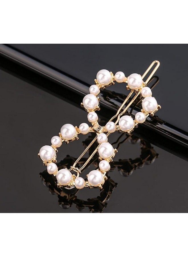 HOMEMATES 6 Pcs Pearl Hair Clips For Women Rhinestone Crystal Letter Hair Pins For Girls Women Golden Crystal Hair Pin Hair Clip Fancy Jewellery Lock Pin Hair Accessories - Image 3