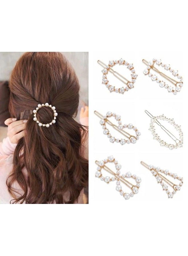 HOMEMATES 6 Pcs Pearl Hair Clips For Women Rhinestone Crystal Letter Hair Pins For Girls Women Golden Crystal Hair Pin Hair Clip Fancy Jewellery Lock Pin Hair Accessories - Image 2