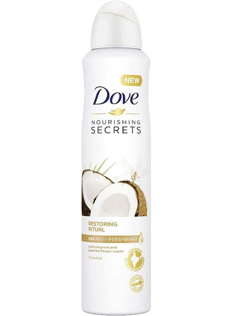 Nourishing Secrets Coconut & Jasmine 250ml, Anti-Perspirant Spray Deodorant For Women