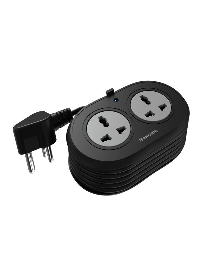 أنكور لوحة تمديد كهربائية عالمية من Anchor by Panasonic، مزودة بحماية من ارتفاع التيار الكهربائي 6 أمبير وسلك متين بطول 1.2 متر للاستخدام المنزلي والمكتبي، شريط طاقة ثنائي الاتجاه مع مؤشر LED، بلمسة نهائية غير لامعة. - Image 1