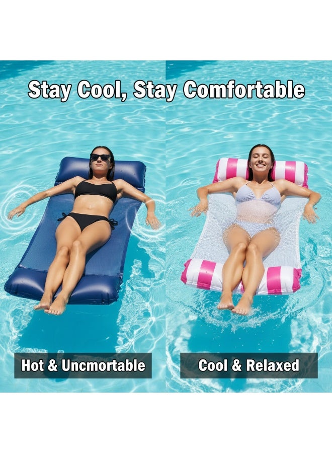 Y&D Foldable Casual Inflatable Water Striped Recliner With Net Hammock - Image 2