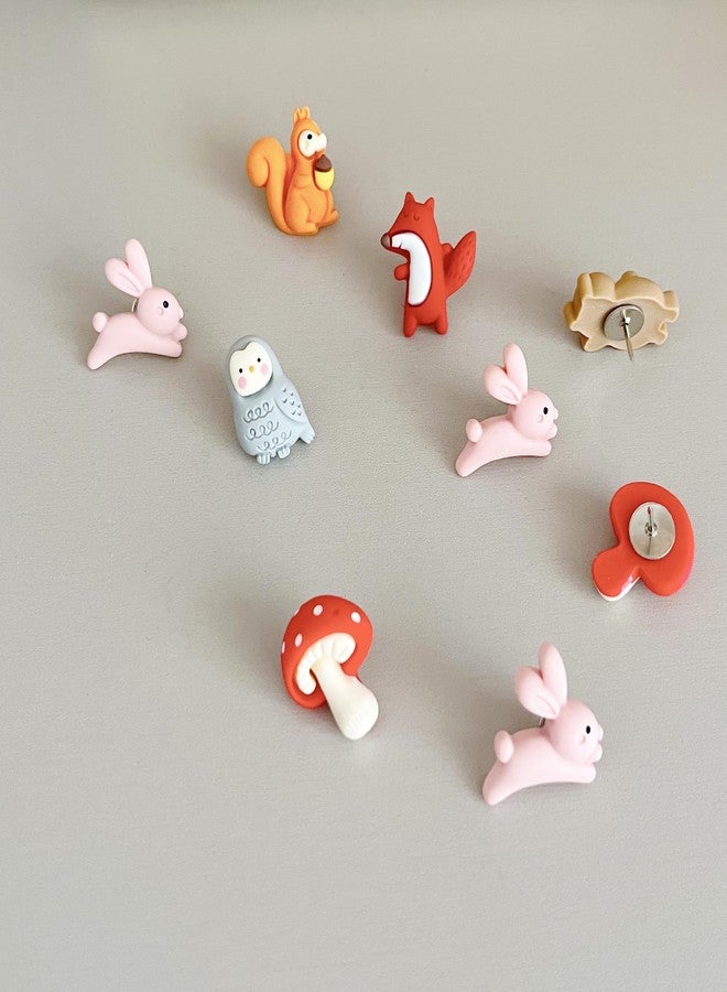 Supfoxer Animal Push Pins (Squirrel,Fox,Hedgehog,Rabbit,Bear,Owl,Mushroom) - Cute Resin Thumb Tacks for Bulletin Board, Cork Board, Office, School - 7 Styles Mixed Pack (30 PCS) - Image 5