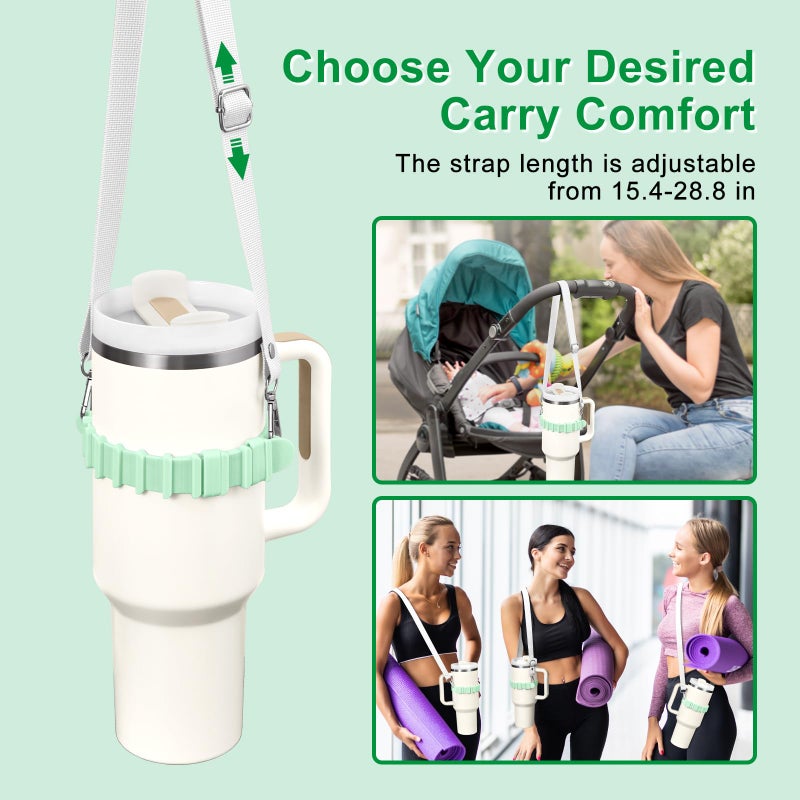 Fumcsy Water Bottle Holder with Strap for Stanley Cup Accessories,Adjustable Shoulder Strap Compatible with Stanley Tumbler,Owala,Hydroflask, YETI and Moreï¼ˆGreenï¼‰ - Image 5