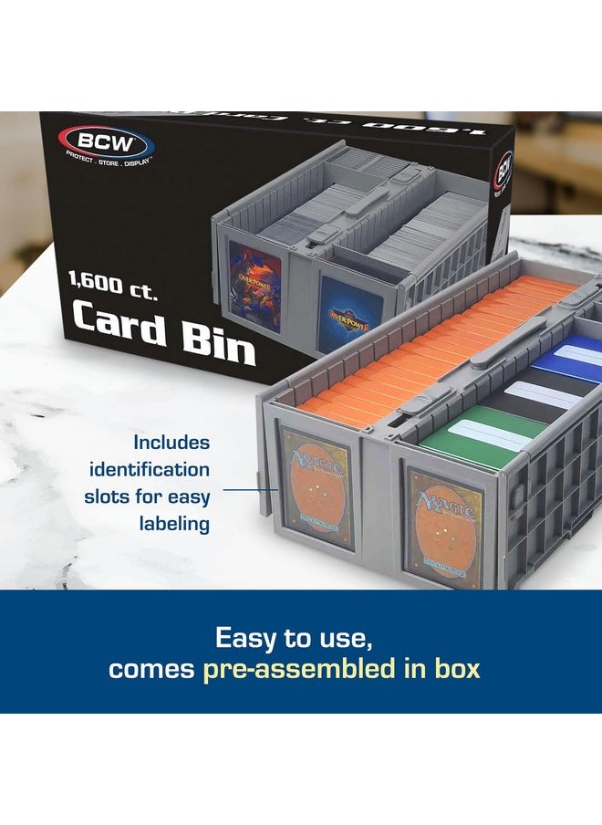 BCW - Collectible Card Bin - Holds Up To 1600 Cards - Single Gray | Large Card Storage Box For Loose Trading Cards | Pokemon, Mtg, And Sports Card Storage Boxes | Plastic Sorting Card Box - Image 1