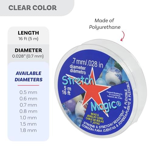 Stretch Magic Elastic Beading Cord – Clear Color, 0.7mm in Diameter, 5-Meter (16.4 ft) - Easy to Knot, Strong & Stretchy String for Making Beaded Jewelry - Image 3