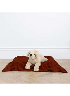 AMICA Pet Blanket For Large Small Dogs And Cats - Solid Plush Flannel Silky Soft Fleece - 35" X 45", Brown Size - Medium  - Image 2