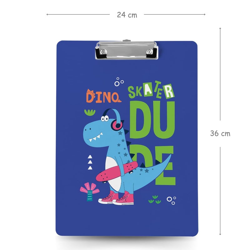 Articious لوحة رسم وكتابة واختبار مع مشبك (الحجم - 24x36 سم) متينة وخفيفة الوزن للمكتب والمدرسة والجامعة - ديناصور أزرق - Image 2