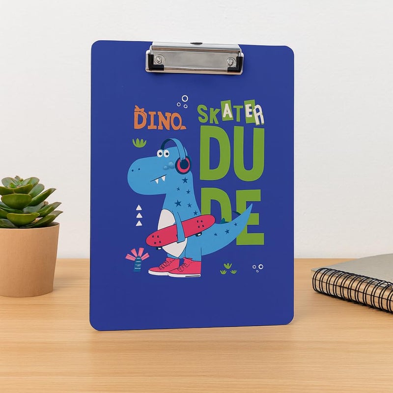 Articious لوحة رسم وكتابة واختبار مع مشبك (الحجم - 24x36 سم) متينة وخفيفة الوزن للمكتب والمدرسة والجامعة - ديناصور أزرق - Image 4