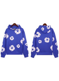 Autumn Winter Couples Hoodie Sweatpants Set 5640 colorful blue