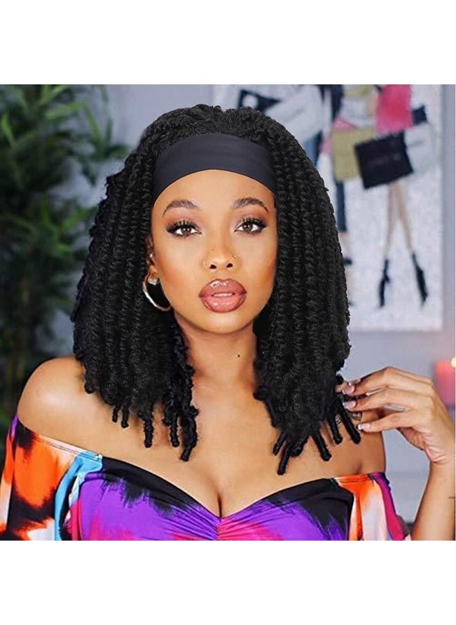 Fancy Hair Natura Black Short Curly Synthetic Daily Party Replacement Faux Locs Dreadlock Wig Headband Wigs for Black Women  - Image 1