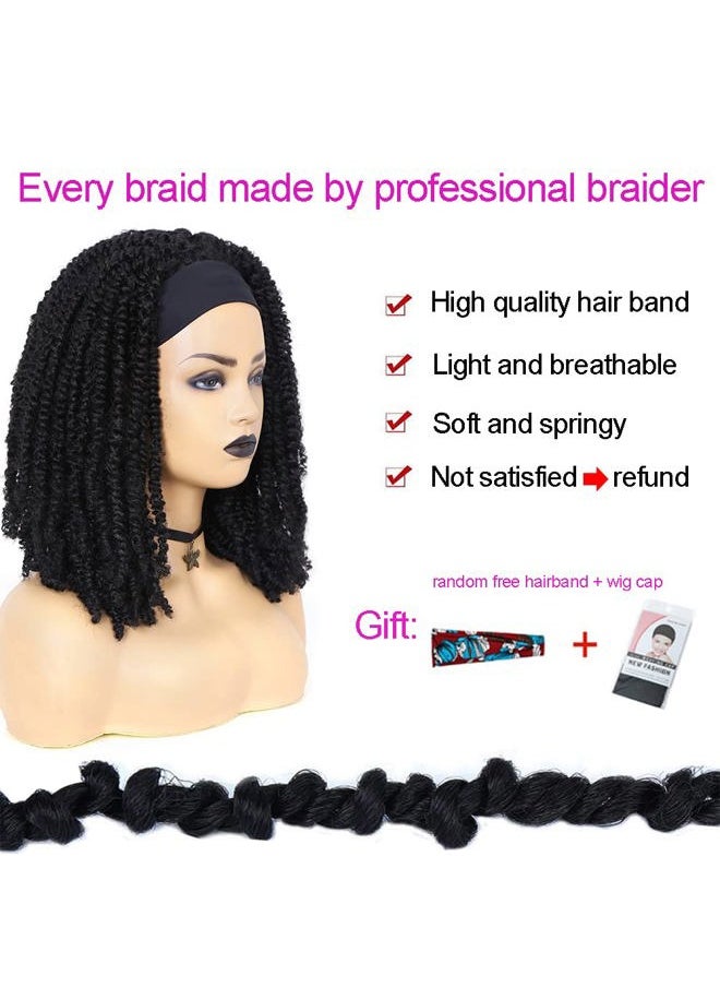 Fancy Hair Natura Black Short Curly Synthetic Daily Party Replacement Faux Locs Dreadlock Wig Headband Wigs for Black Women  - Image 2