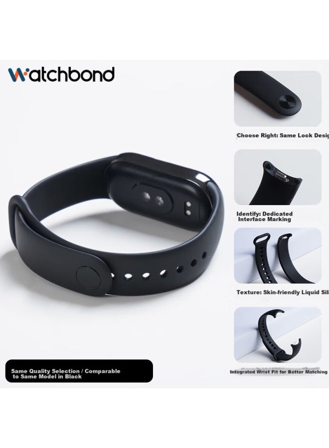 Watchbond Compatible With Xiaomi Mi Band 10/9 Standard Edition Nfc Black Silicone Sports Strap Waterproof Summer Accessories For Men And Women - Image 1