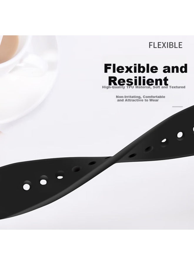 Watchbond Compatible With Xiaomi Mi Band 10/9 Standard Edition Nfc Black Silicone Sports Strap Waterproof Summer Accessories For Men And Women - Image 2