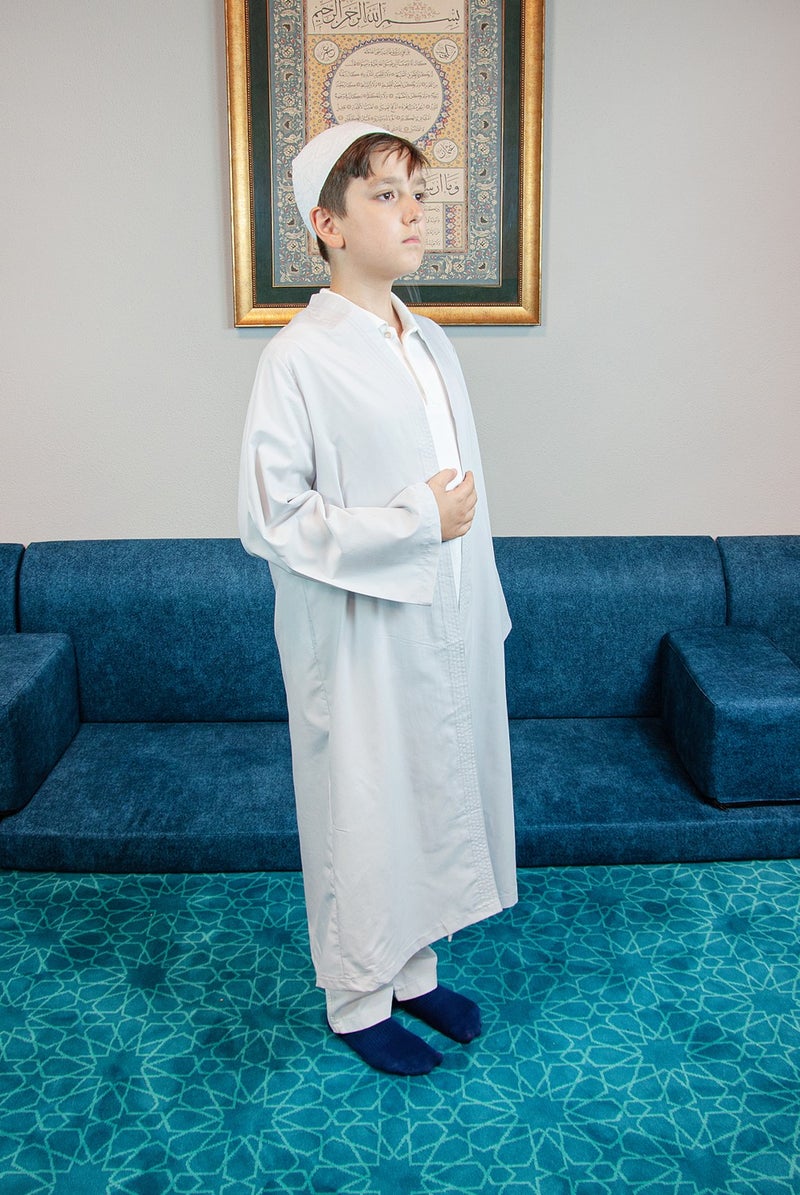 İhvan Online Ihvan Online Gray Bukhara Collar Prayer Dress Boy's Robe - Image 1