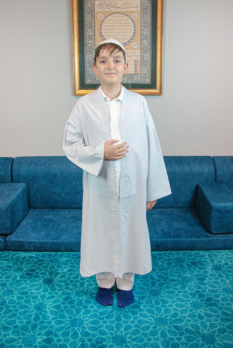 İhvan Online Ihvan Online Gray Bukhara Collar Prayer Dress Boy's Robe - Image 3