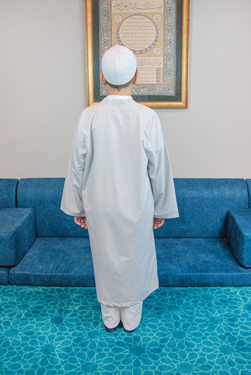 İhvan Online Ihvan Online Gray Bukhara Collar Prayer Dress Boy's Robe - Image 5