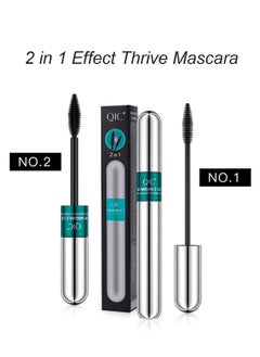 QIC Mascara Black Volume and Length 2 in 1 Natural Mascara Waterproof Lengthening and Thickening Thrive Liquid Lash Extensions Mascara Hypoallergenic Long Lasting  - Image 2