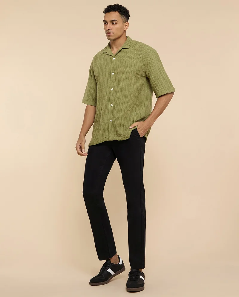 R&b  Solid Straight Fit Pants with Button Closure for Men | Best Price UAE