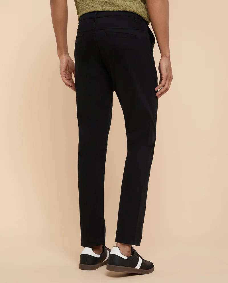 R&b  Solid Straight Fit Pants with Button Closure for Men | Best Price UAE