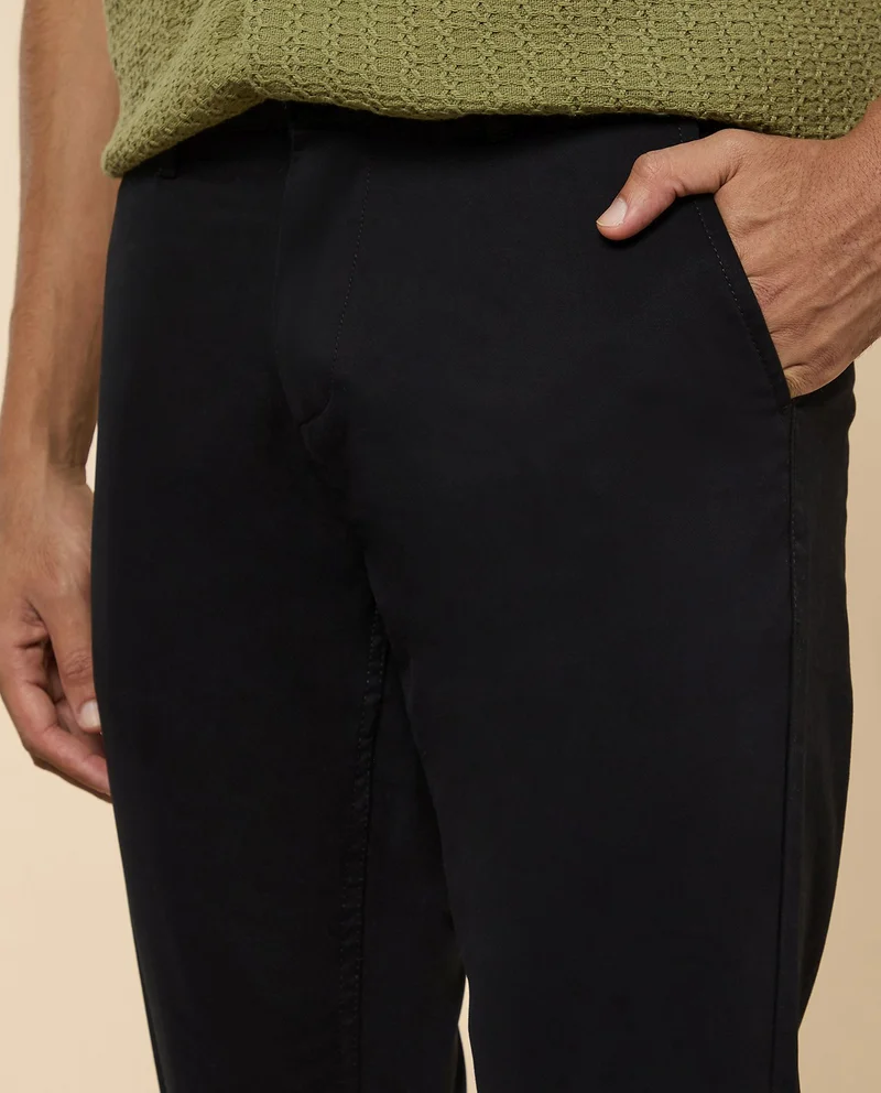 R&b  Solid Straight Fit Pants with Button Closure for Men | Best Price UAE
