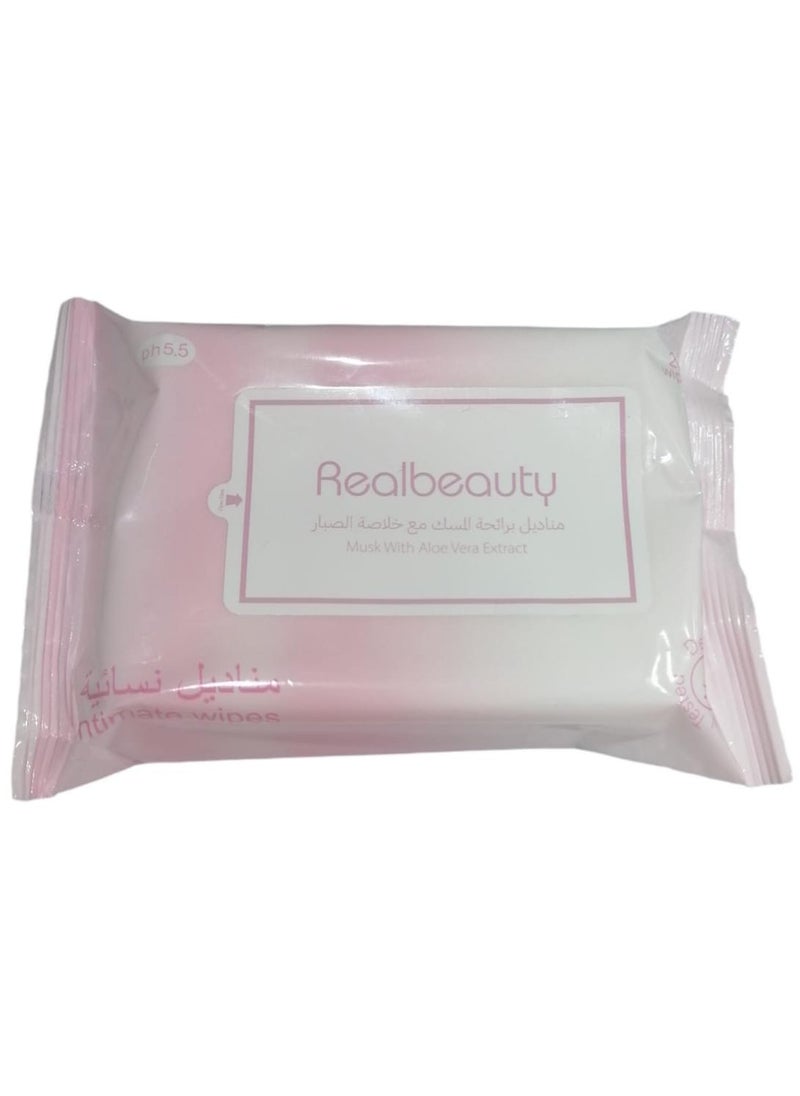 REAL BEAUTY - Real Beauty Musk with Aloe Vera Extract intimate Wipes - Image 1