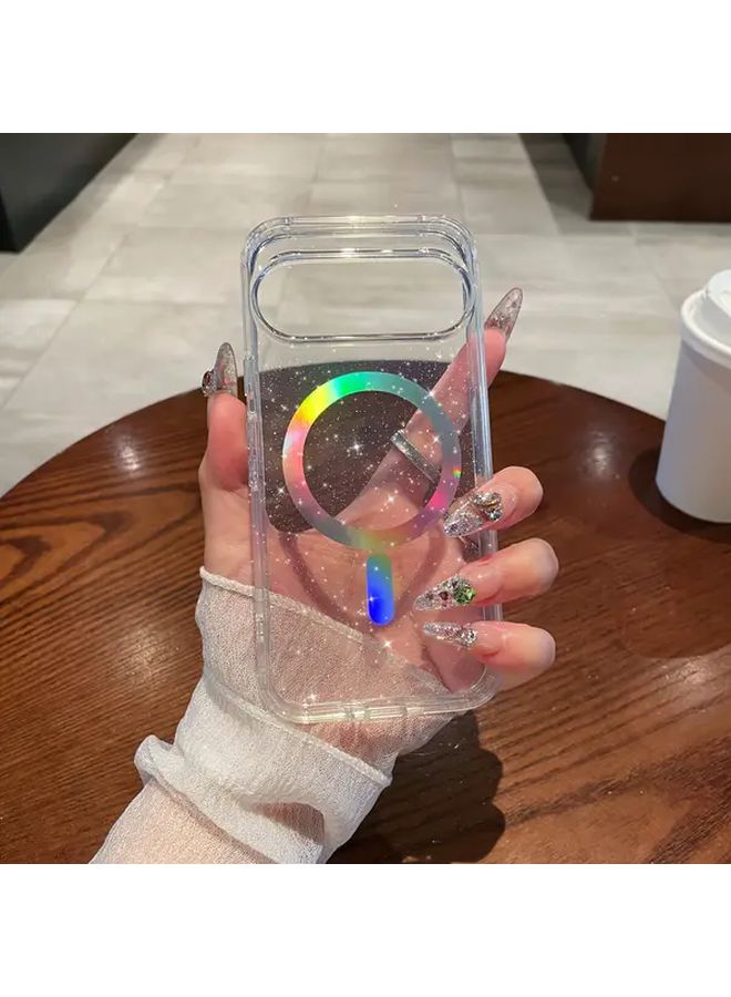 Mixed Color 2 Transparent Glitter Magnetic Case For Google Pixel 9 Shock Absorbing Protective Cover - Image 4