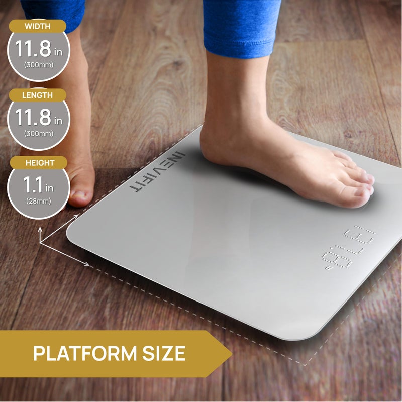 INEVIFIT Bathroom Scale, Highly Accurate Digital Bathroom Body Scale, Measures Weight up to 400 lbs. Includes Batteries - Image 4